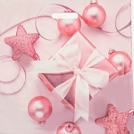 ТИКО Пакет полиэтиленовый с вырубной ручкой новогодний 45х45 Розовый Подарок